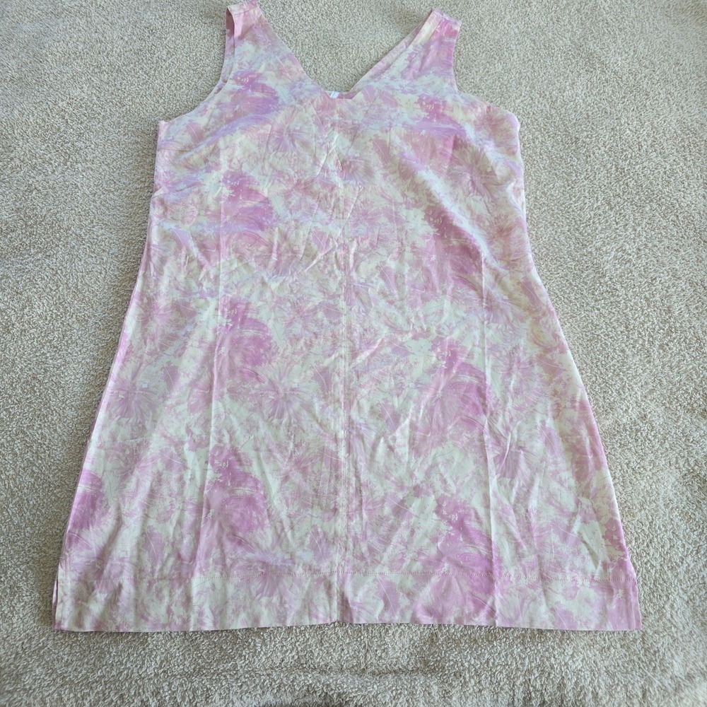 Travis Mathew Women's V-neck Sleeveless Midi Dress Pink Tie-dye Golf Tencel XL